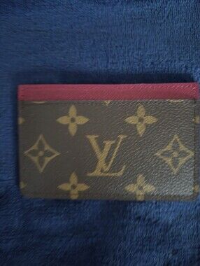 Louis Vuitton Monogram Card Holder with Fuchsia Trim